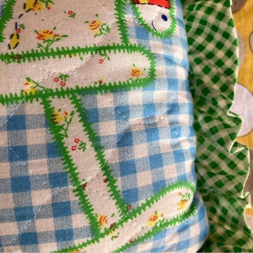 Vintage colorful gingham kids decorative pillow